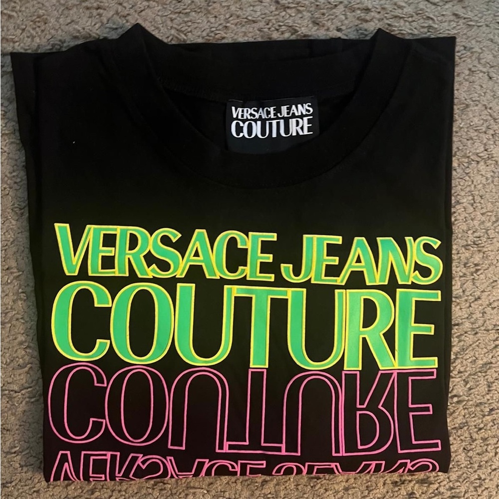 Versace Jeans Collection Black Tee with Neon Accents